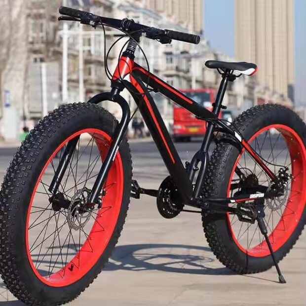 4.0 fat tire mountain bike with aluminum fork and 21-speed transmission