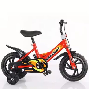 Colorful kids bike with training wheels for 3–6 years old