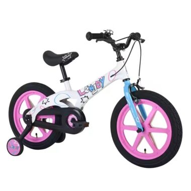 Colorful kids bike with training wheels for 3–6 years old