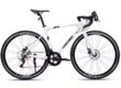 Modern adult road bike with fashionable frame and disc brakes from factory