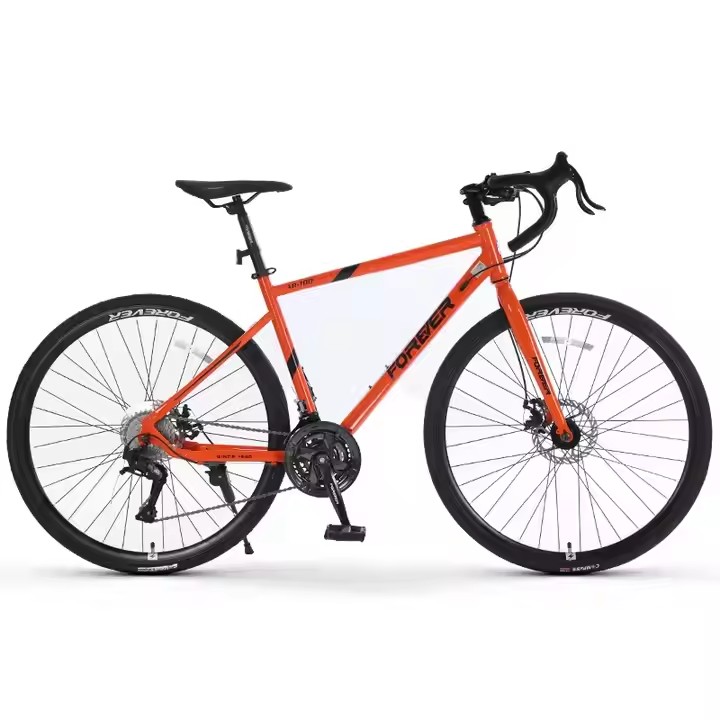 Aluminum alloy road bike with dual disc brakes from reliable manufacturer