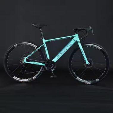 Carbon steel road bike with gears and drop handlebar