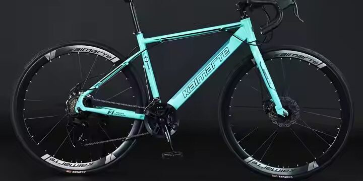 Carbon steel road bike with gears and drop handlebar