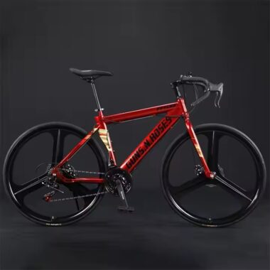 Carbon steel road bike with gears and drop handlebar