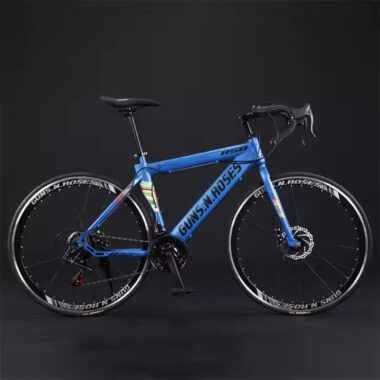 Carbon steel road bike with gears and drop handlebar