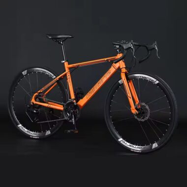 Carbon steel road bike with gears and drop handlebar