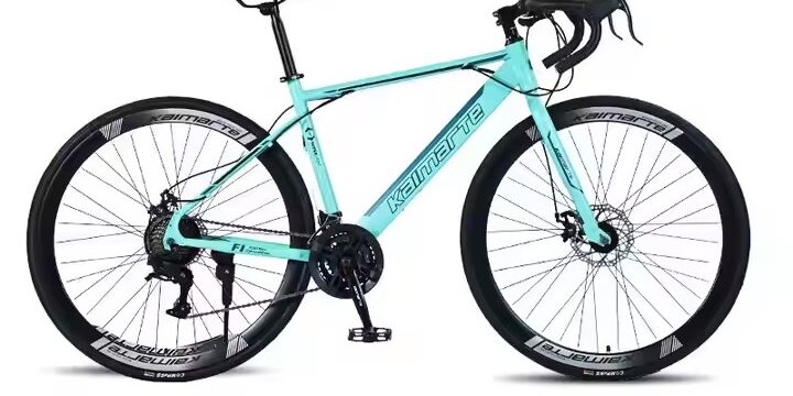 New design 21-speed road bike with dual disc brakes and alloy fork