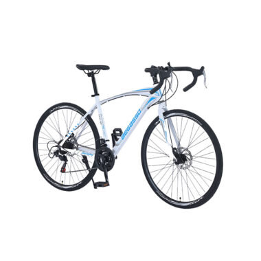 Unisex adult racing road bike with lightweight frame and drop handlebars