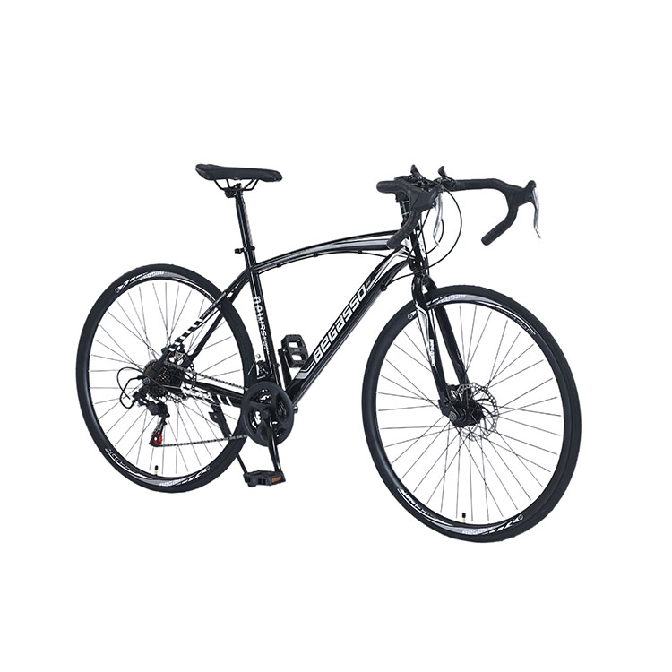Unisex adult racing road bike with lightweight frame and drop handlebars
