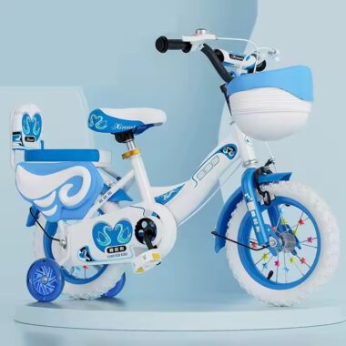 Kids bike with training wheels and colorful frame for ages 2 to 7