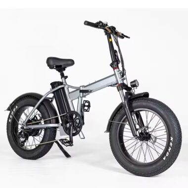 Folding electric bike with high-carbon steel frame and fat off-road tires