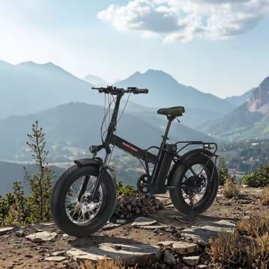 Folding electric bike with high-carbon steel frame and fat off-road tires