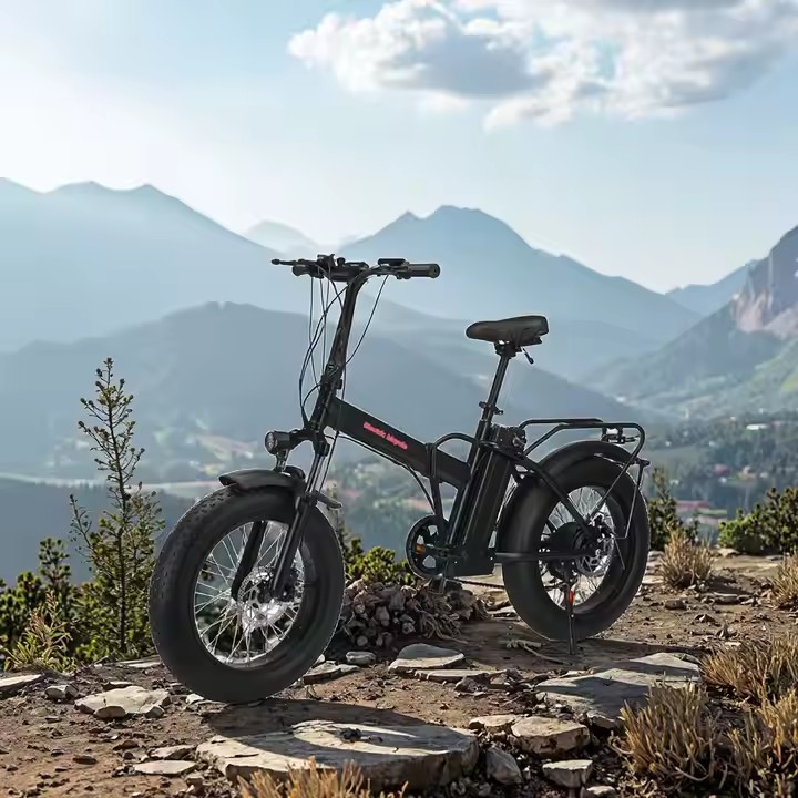 Wholesale All-Terrain Folding Electric Bike with Durable Steel Frame (4) Folding electric bike with high-carbon steel frame and fat off-road tires
