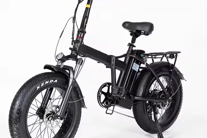 Folding electric bike with high-carbon steel frame and fat off-road tires