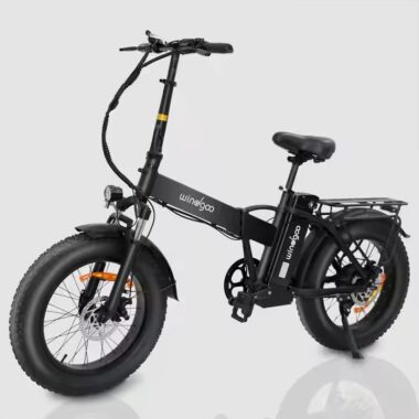 Folding electric bike with high-carbon steel frame and fat off-road tires