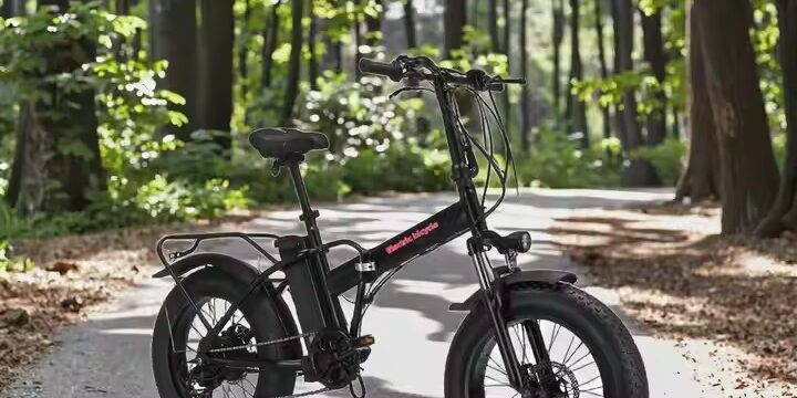 Folding electric bike with high-carbon steel frame and fat off-road tires