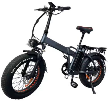 Folding electric bike with high-carbon steel frame and fat off-road tires