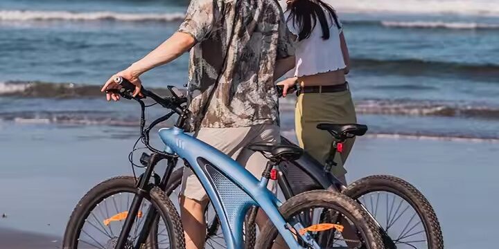 Hybrid electric bike for urban and mountain riding with front suspension