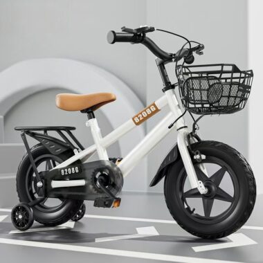 Kids bike with training wheels in 12–18 inch sizes for beginners