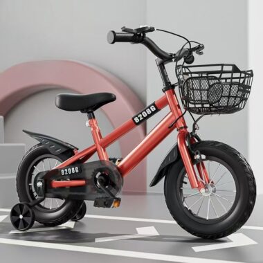 Kids bike with training wheels in 12–18 inch sizes for beginners