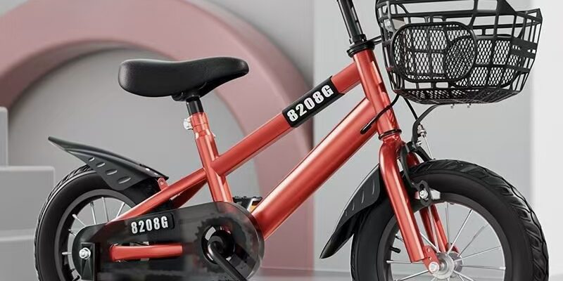 Kids bike with training wheels in 12–18 inch sizes for beginners