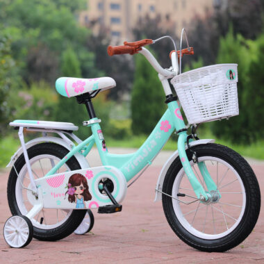 Kids bike with training wheels for ages 3–10 in multiple sizes