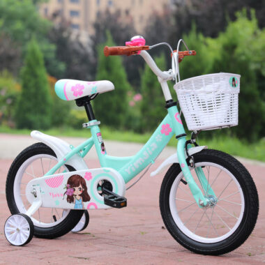 Kids bike with training wheels for ages 3–10 in multiple sizes