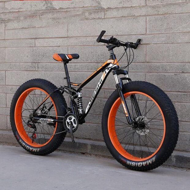 Carbon steel full suspension adult mountain bike with disc brakes