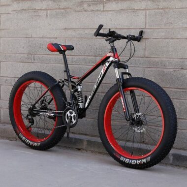 Carbon steel full suspension adult mountain bike with disc brakes