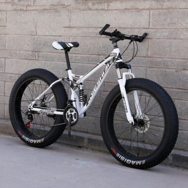 Carbon steel full suspension adult mountain bike with disc brakes