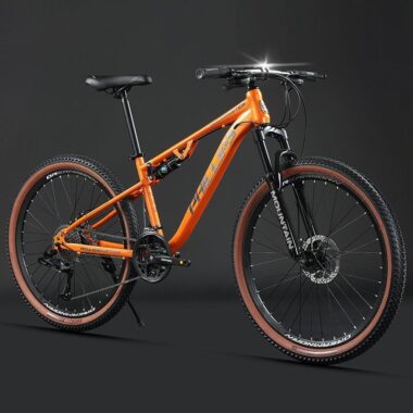 Carbon steel full suspension mountain bike for rough terrain riding