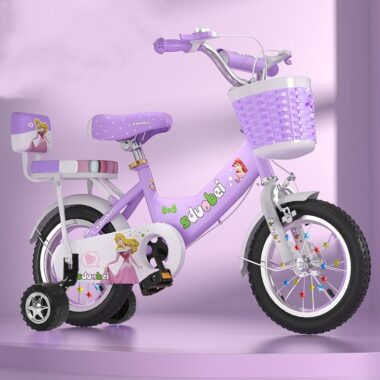 Cute kids bike for ages 2–7 in 12–18 inch sizes with training wheels