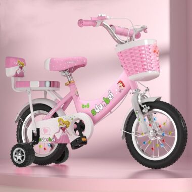 Cute kids bike for ages 2–7 in 12–18 inch sizes with training wheels