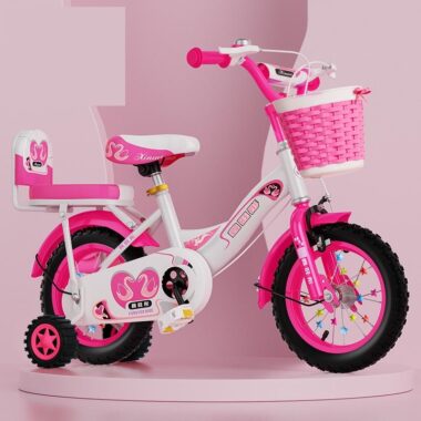 Cute kids bike for ages 2–7 in 12–18 inch sizes with training wheels