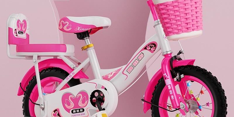 Cute kids bike for ages 2–7 in 12–18 inch sizes with training wheels