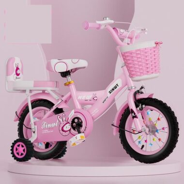 Cute kids bike for ages 2–7 in 12–18 inch sizes with training wheels